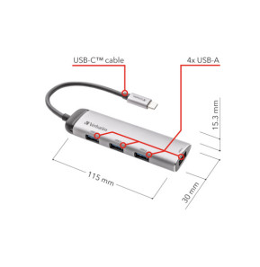 Verbatim Hub Multiports USB-C 4 ports USB 3.2 Gen 1 Hub Multiports USB-C 4 ports USB 3.2 Gen 1  (49147)