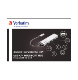 Verbatim Hub Multiports USB-C 4 ports USB 3.2 Gen 1 Hub Multiports USB-C 4 ports USB 3.2 Gen 1  (49147)