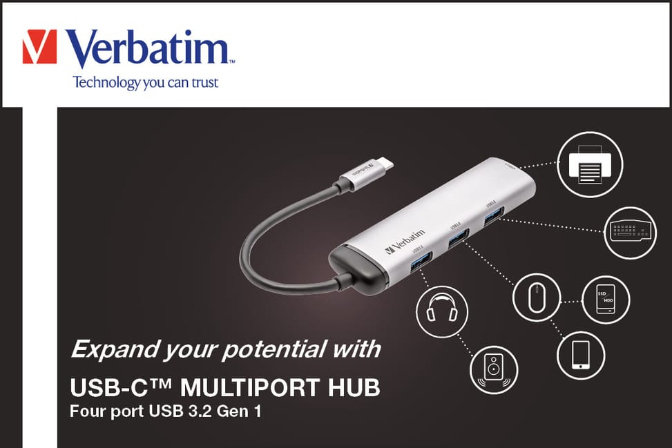 Verbatim Hub Multiports USB-C 4 ports USB 3.2 Gen 1 Hub Multiports USB-C 4 ports USB 3.2 Gen 1  (49147) — image 6