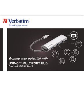Verbatim Hub Multiports USB-C 4 ports USB 3.2 Gen 1 Hub Multiports USB-C 4 ports USB 3.2 Gen 1  (49147)