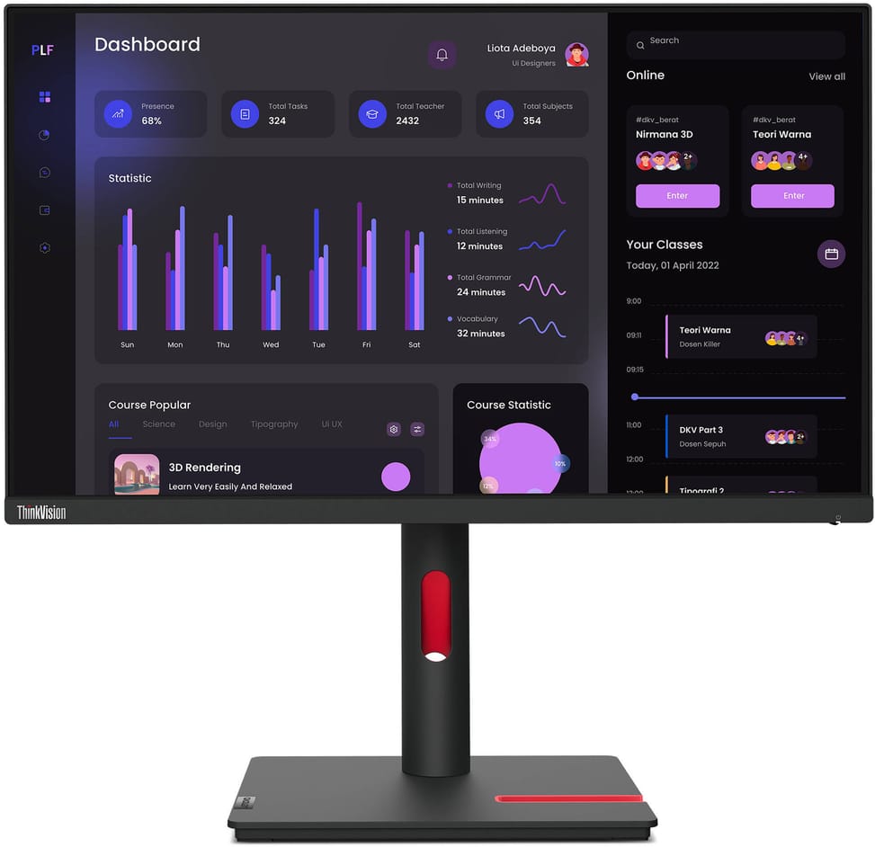 Écran 23,8" Full HD Lenovo ThinkVision T24i-30 (63CFMATXEU) — image 3