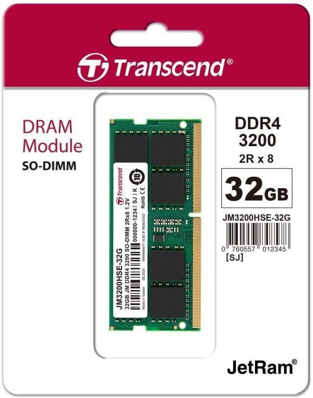 Barrette mémoire Transcend SO-DIMM 32GB DDR4 3200MHz - PC Portable (JM3200HSE-32G) — image 2