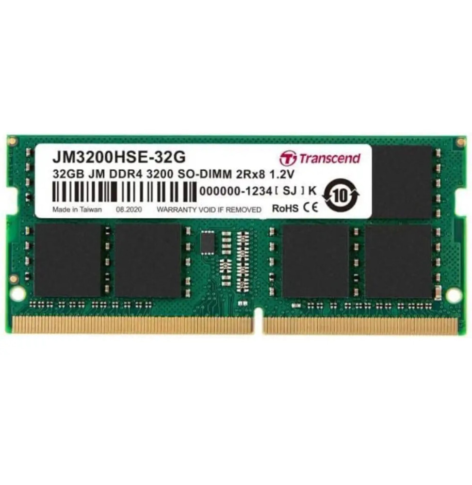 Barrette mémoire Transcend SO-DIMM 32GB DDR4 3200MHz - PC Portable (JM3200HSE-32G)