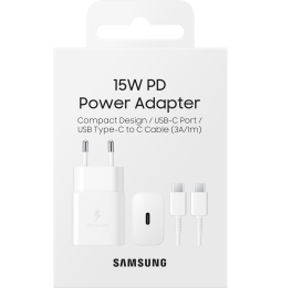 Chargeur Samsung rapide 15W USB-C - Avec câble C-à-C (EP-T1510XWEGWW)