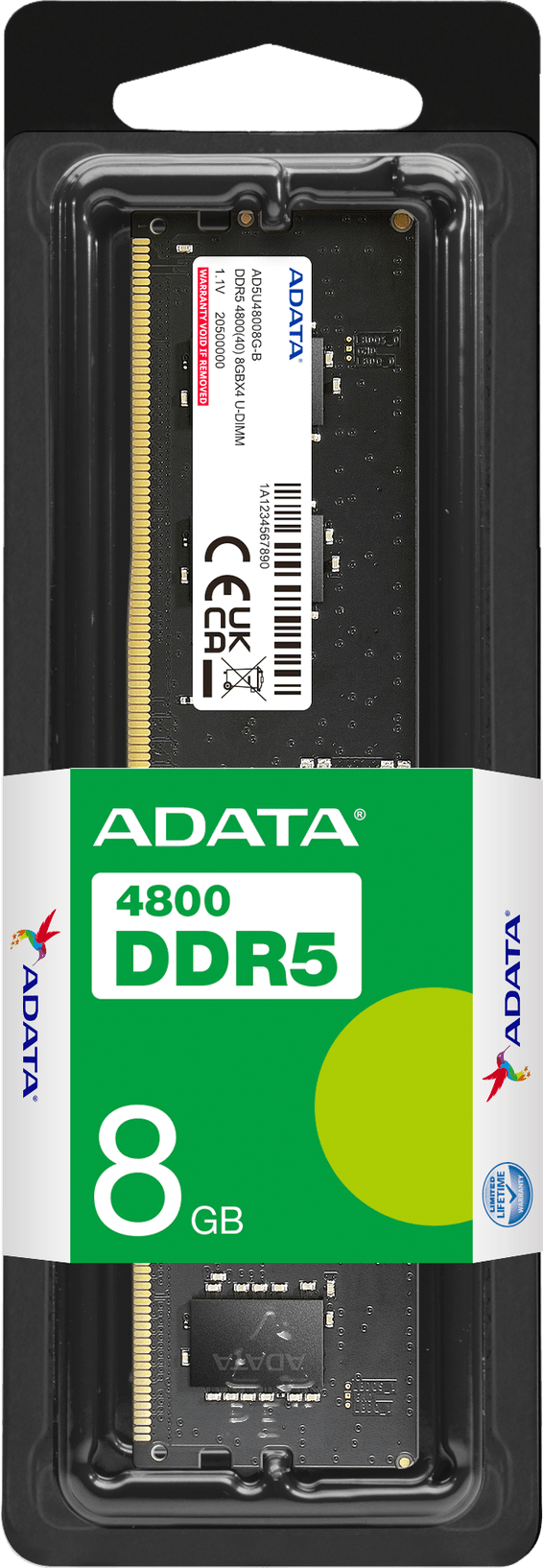 Barrette mémoire ADATA U-DIMM 8GB DDR5-4800 MHz - PC bureau (AD5U48008G-S)