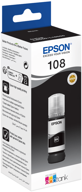 زجاجة حبر Epson EcoTank أصلية Epson 108 أسود (C13T09C14A) — صورة 3