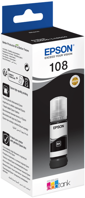 Epson 108 Noir - Bouteille d'encre Epson EcoTank d'origine (C13T09C14A) — image 3