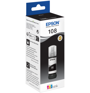 Epson 108 Noir - Bouteille d'encre Epson EcoTank d'origine (C13T09C14A)