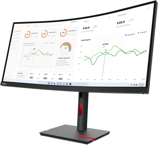 Écran incurvé 34" QHD Lenovo ThinkVision T34w-30 (63D4GAT1EU) — image 3