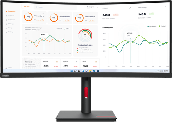 Écran incurvé 34" QHD Lenovo ThinkVision T34w-30 (63D4GAT1EU)