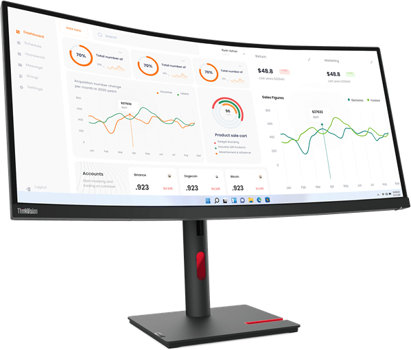Écran incurvé 34" QHD Lenovo ThinkVision T34w-30 (63D4GAT1EU) — image 2