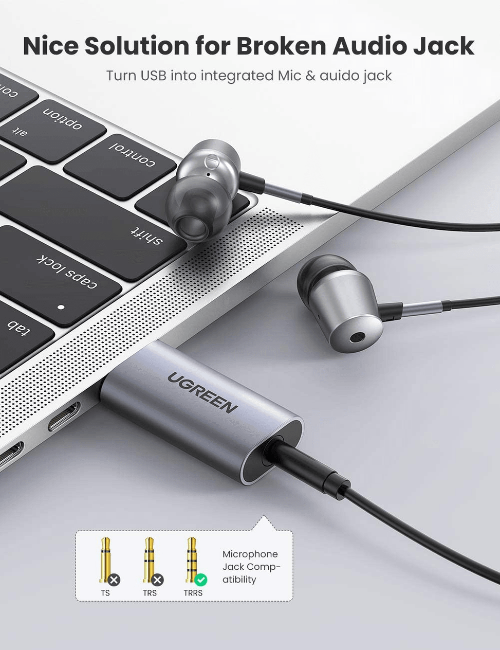 Adaptateur Ugreen USB-A vers port Jack audio 3.5 mm (80864) — image 2