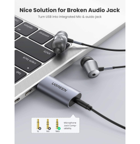 Adaptateur Ugreen USB-A vers port Jack audio 3.5 mm (80864)