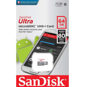 Carte Mémoire SanDisk Ultra 64 Go microSDXC™ UHS-I (SDSQUNR-064G-GN3MN)