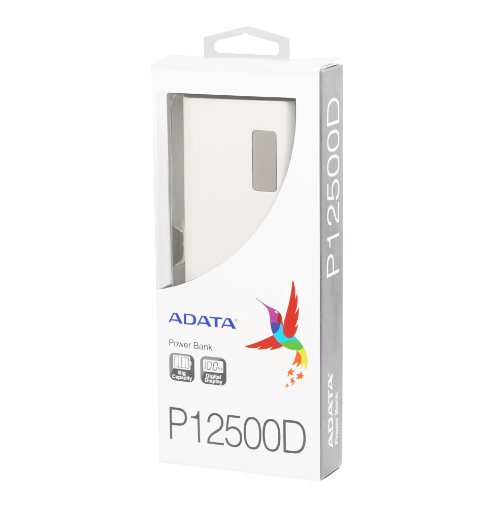Banque d'alimentation ADATA P12500D - Powerbanck à 12500 mAh - Blanc (AP_12500D)