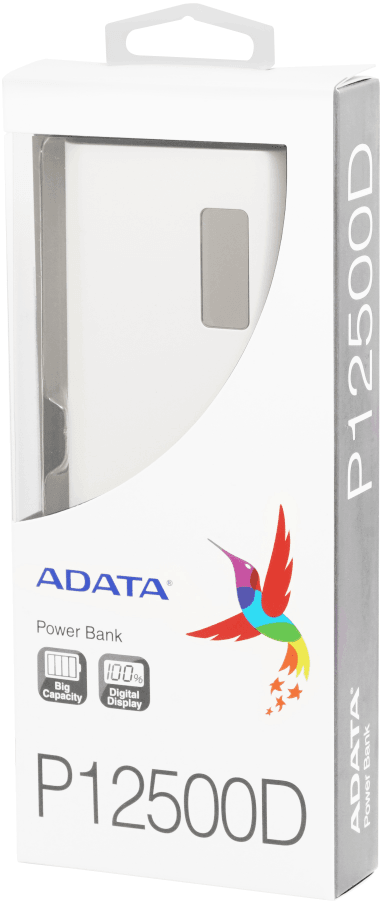 Banque d'alimentation ADATA P12500D - Powerbanck à 12500 mAh - Blanc (AP_12500D)