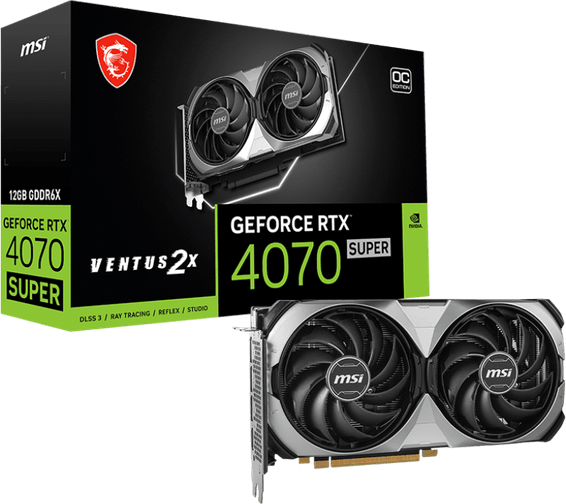 Carte Graphique MSI GeForce RTX™ 4070 Super 12G Ventus 2X OC (912-V513-658)