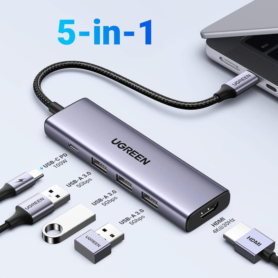 موزع USB-C Ugreen 5 في 1 (15596) — صورة 2