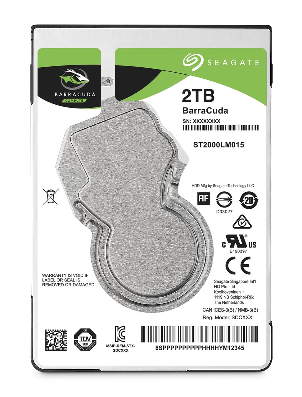 Seagate Barracuda 2.5" 2.5" 2 To Série ATA III 2 TB, 2.5", SATA 6 Gb/s, 5400 RPM, 140 MB/s, 128 MB, 7 mm (ST2000LM015) — image 1