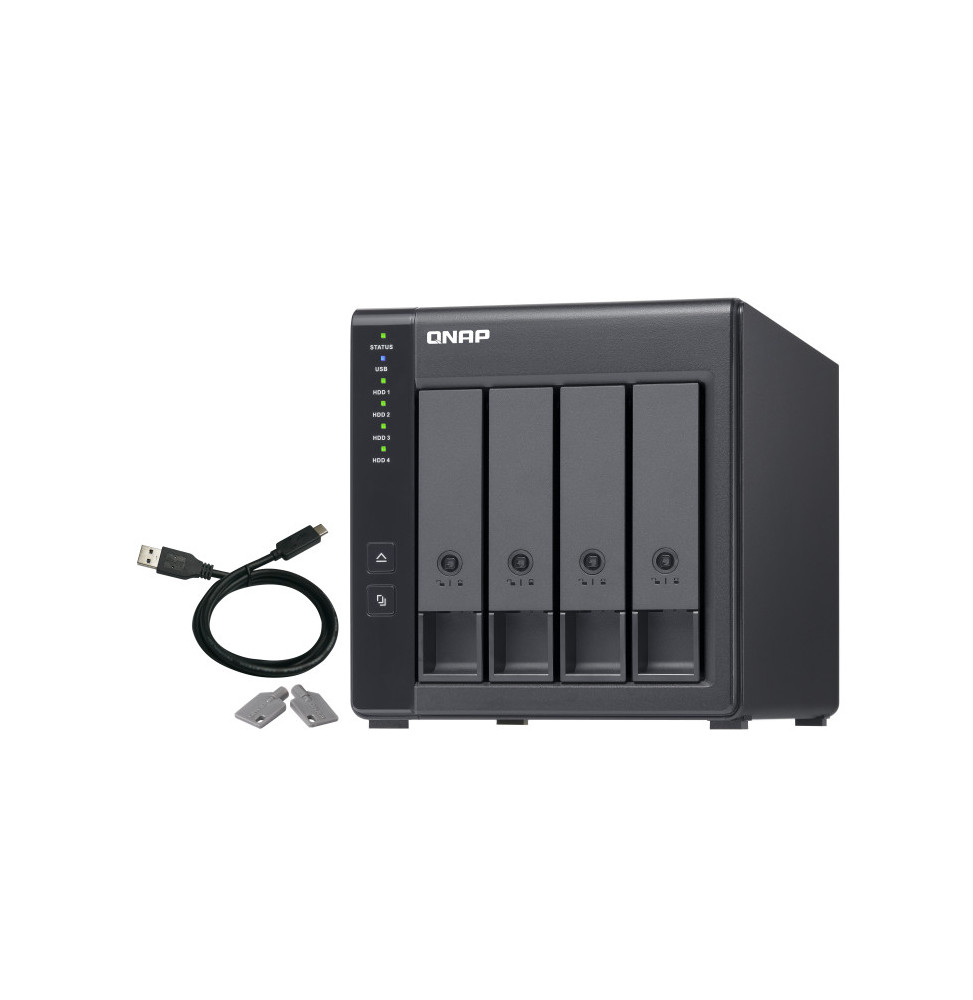 QNAP TR-004 Boîtier de disques de stockage Boîtier disque dur/SSD Noir 2.5/3.5" (TR-004)
