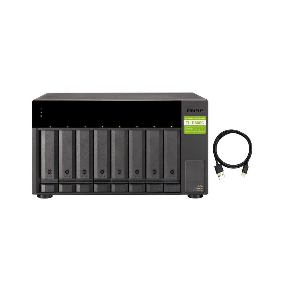 QNAP TL-D800C Boîtier de disques de stockage Boîtier disque dur/SSD Noir, Gris 2.5/3.5" (TL-D800C)