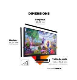 HP OMEN 25i écran plat de PC 62,2 cm (24.5") 1920 x 1080 pixels Full HD Noir Écran gamer FHD OMEN 25i  (22J05AA)