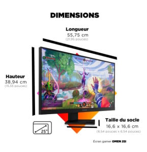 HP OMEN 25i écran plat de PC 62,2 cm (24.5") 1920 x 1080 pixels Full HD Noir Écran gamer FHD OMEN 25i  (22J05AA)