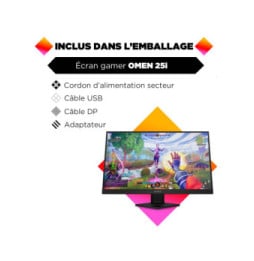 HP OMEN 25i écran plat de PC 62,2 cm (24.5") 1920 x 1080 pixels Full HD Noir Écran gamer FHD OMEN 25i  (22J05AA)