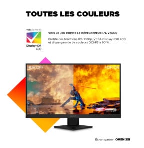 HP OMEN 25i écran plat de PC 62,2 cm (24.5") 1920 x 1080 pixels Full HD Noir Écran gamer FHD OMEN 25i  (22J05AA)