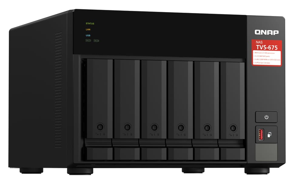 QNAP TVS-675 NAS Tower Ethernet/LAN Noir KX-U6580 (TVS-675-8G) — image 2
