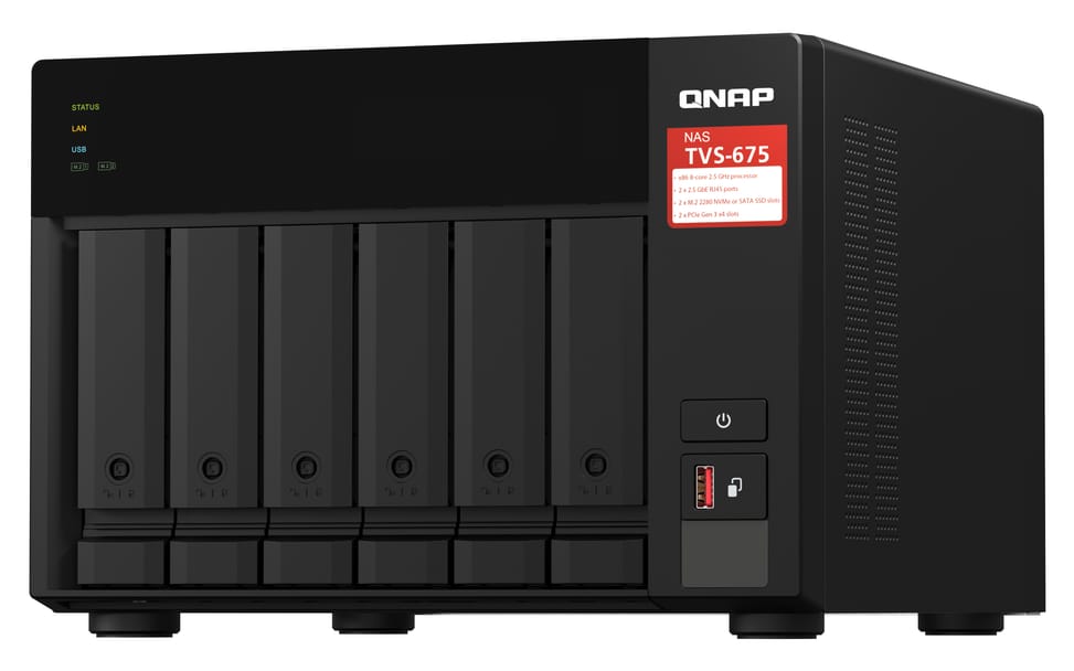 QNAP TVS-675 NAS Tower Ethernet/LAN Noir KX-U6580 (TVS-675-8G) — image 4