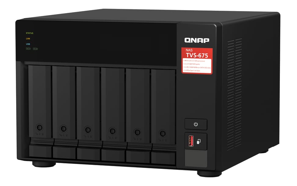 QNAP TVS-675 NAS Tower Ethernet/LAN Noir KX-U6580 (TVS-675-8G) — image 5