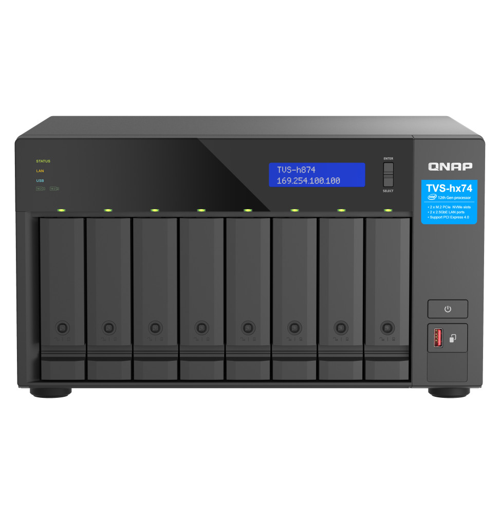 QNAP TVS-H874T-I9-64G serveur de stockage NAS Tower Ethernet/LAN Noir (TVS-H874T-I9-64G)