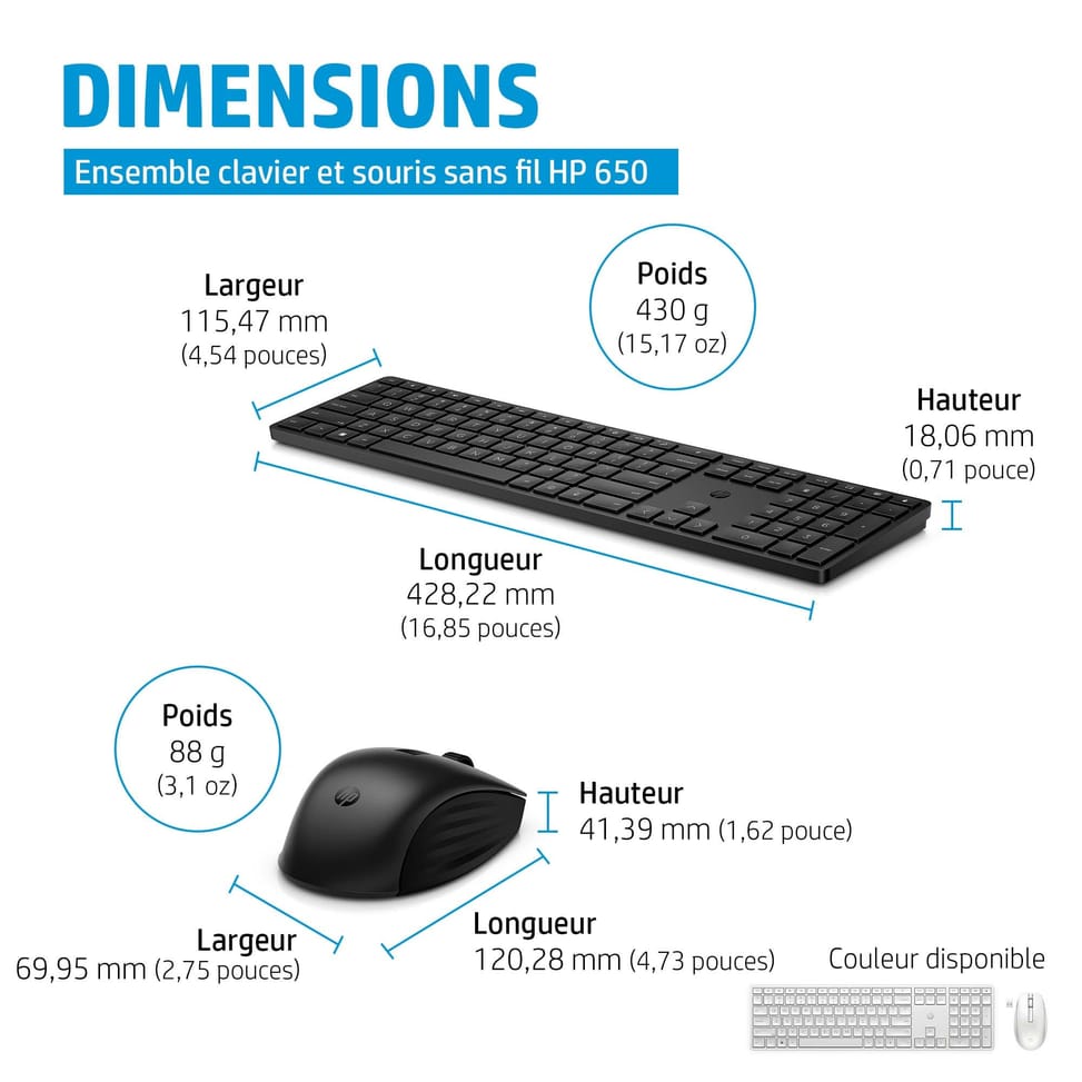 HP Ensemble clavier et souris sans fil 650 Ensemble clavier et souris sans fil HP 650  (4R013AA) — image 4