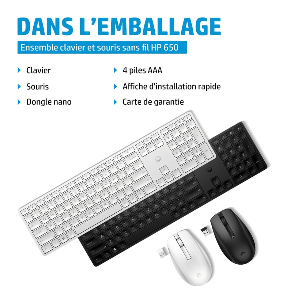 HP Ensemble clavier et souris sans fil 650 Ensemble clavier et souris sans fil HP 650  (4R013AA) — image 9