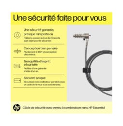 HP Câble de verrouillage avec combinaison Essential Nano Câble de verrouillage avec combinaison HP Essential Nano  (63B31AA)
