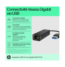 HP Adaptateur USB 3.0 RJ45 vers Gigabit G2 Adaptateur HP USB 3.0 RJ45 vers Gigabit G2  (4Z7Z7AA)