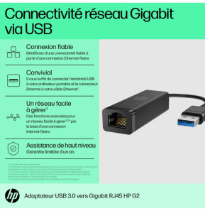 HP Adaptateur USB 3.0 RJ45 vers Gigabit G2 Adaptateur HP USB 3.0 RJ45 vers Gigabit G2  (4Z7Z7AA)