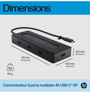 HP Concentrateur USB-C 4K Concentrateur USB-C HP 4K  (6G843AA)
