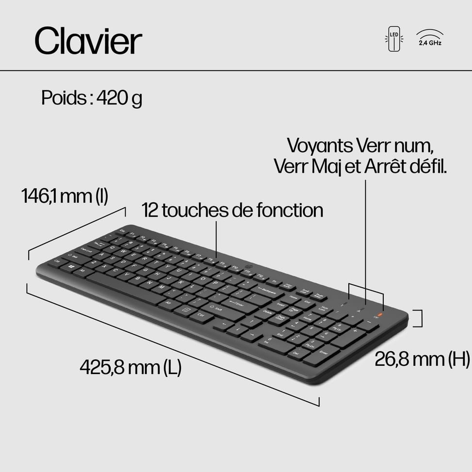 HP Ensemble combiné clavier et souris sans fil 330 - AZERTY  (2V9E6AA) — image 9