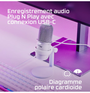 HyperX SoloCast - USB Microphone (White) Blanc Microphone de console de jeu (519T2AA)