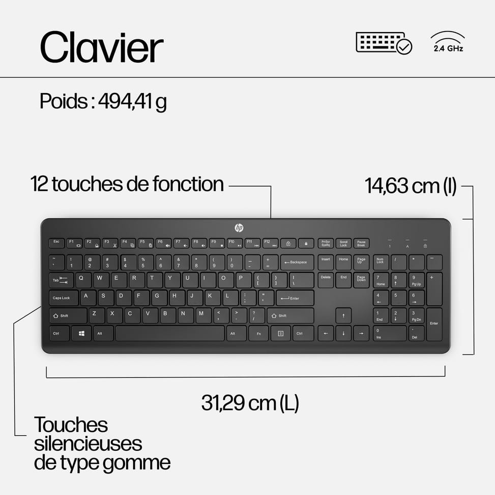 طقم لوحة مفاتيح وفأرة لاسلكي HP 230 (18H24AA) — صورة 11