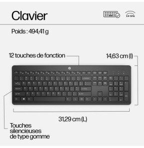 HP Ensemble clavier et souris sans fil 230 Ensemble clavier et souris sans fil HP 230  (3L1F0AA)