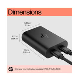 HP Chargeur pour ordinateur portable 65 W GaN USB-C Chargeur pour ordinateur portable HP 65 W GaN USB-C  (600Q7AA)