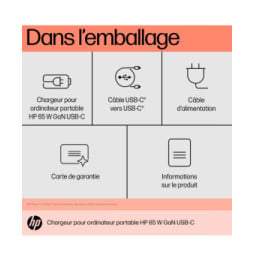 HP Chargeur pour ordinateur portable 65 W GaN USB-C Chargeur pour ordinateur portable HP 65 W GaN USB-C  (600Q7AA)