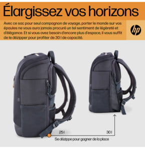 HP Sac à dos pour ordinateur portable Travel 25 litres 15,6 pouces (gris acier) (6B8U4AA)