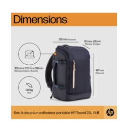 HP Sac à dos pour ordinateur portable Travel 25 litres 15,6 pouces (gris acier) (6B8U4AA)