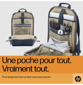 HP Sac à dos pour ordinateur portable 15,6 pouces Travel 18 litres (bleu nuit) (6B8U7AA)