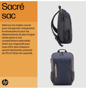 HP Sac à dos pour ordinateur portable 15,6 pouces Travel 18 litres (bleu nuit) (6B8U7AA)