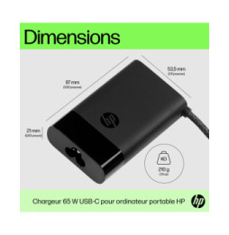HP Chargeur pour ordinateur portable USB-C 65 W Chargeur pour ordinateur portable HP USB-C 65 W  (671R2AA)